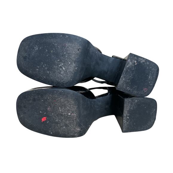 Steve Madden Black Faux Patent Leather Block Heel Mary Jane Shoes 3.25" Heel 8M - Picture 6 of 14